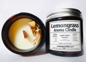 【ヒトにも自然にもやさしい大豆ワックスのキャンドル】レモングラスのアロマ(SOAP OPERA BANGKOK)