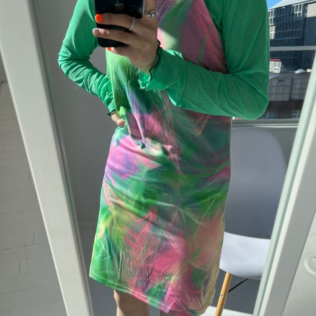 marble color mini shoulder dress_LN0970