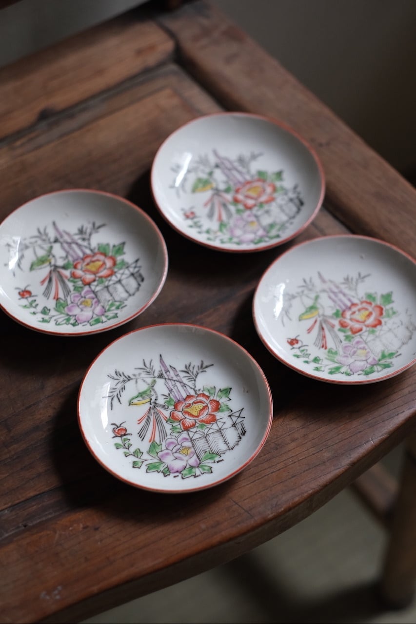 民国 鳥と椿の印判小皿 | 茶樓雨香