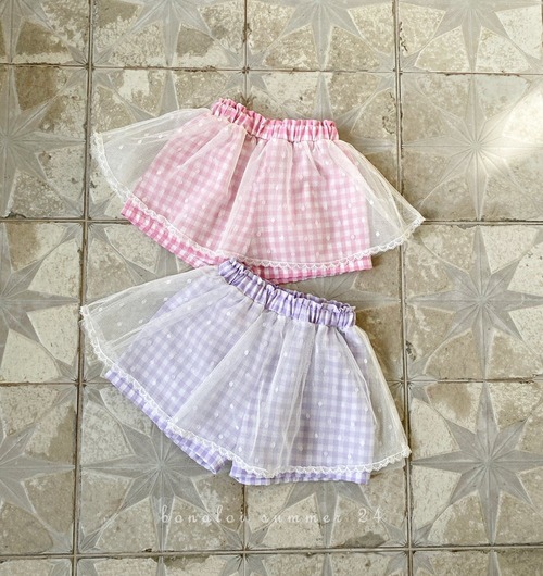 【5/24〆予約】<Bonaloi>  Checked mesh skirt and pants