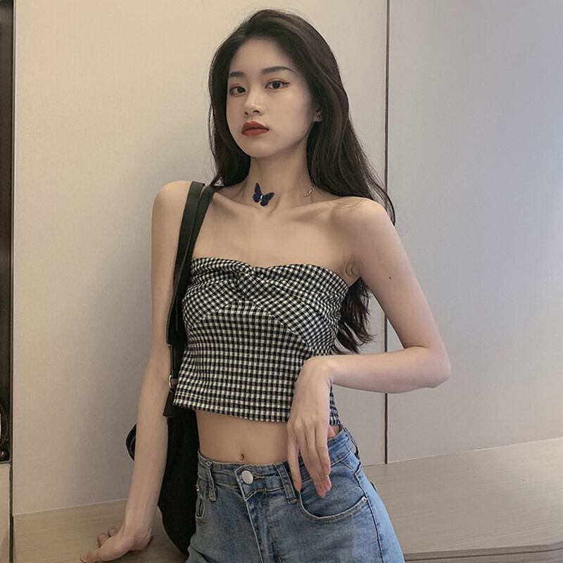 格子柄トップス サマーショートレッド 夏物 ガールズファッション3621974027