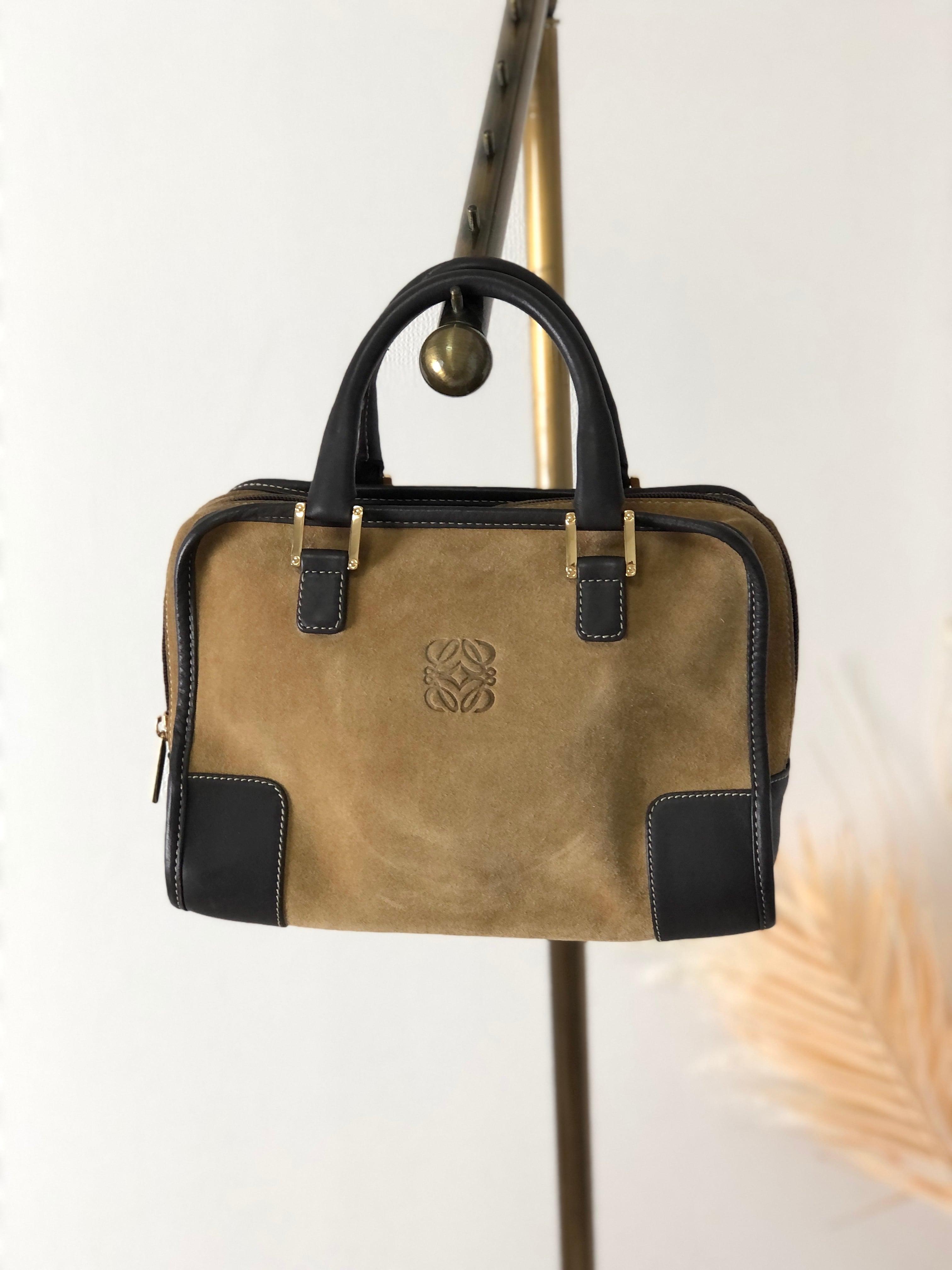 LOEWE ロエベ アナグラム アマソナ27 スエード ミニボストン LOEWE ロエベ アナグラム アマソナ27 スエード ミニボストン