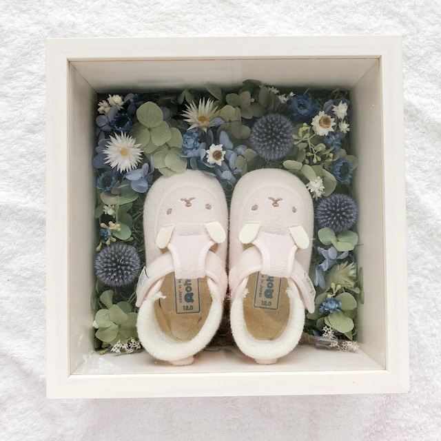 【Blue】Baby shoes box ／ Flower field of dried flowers