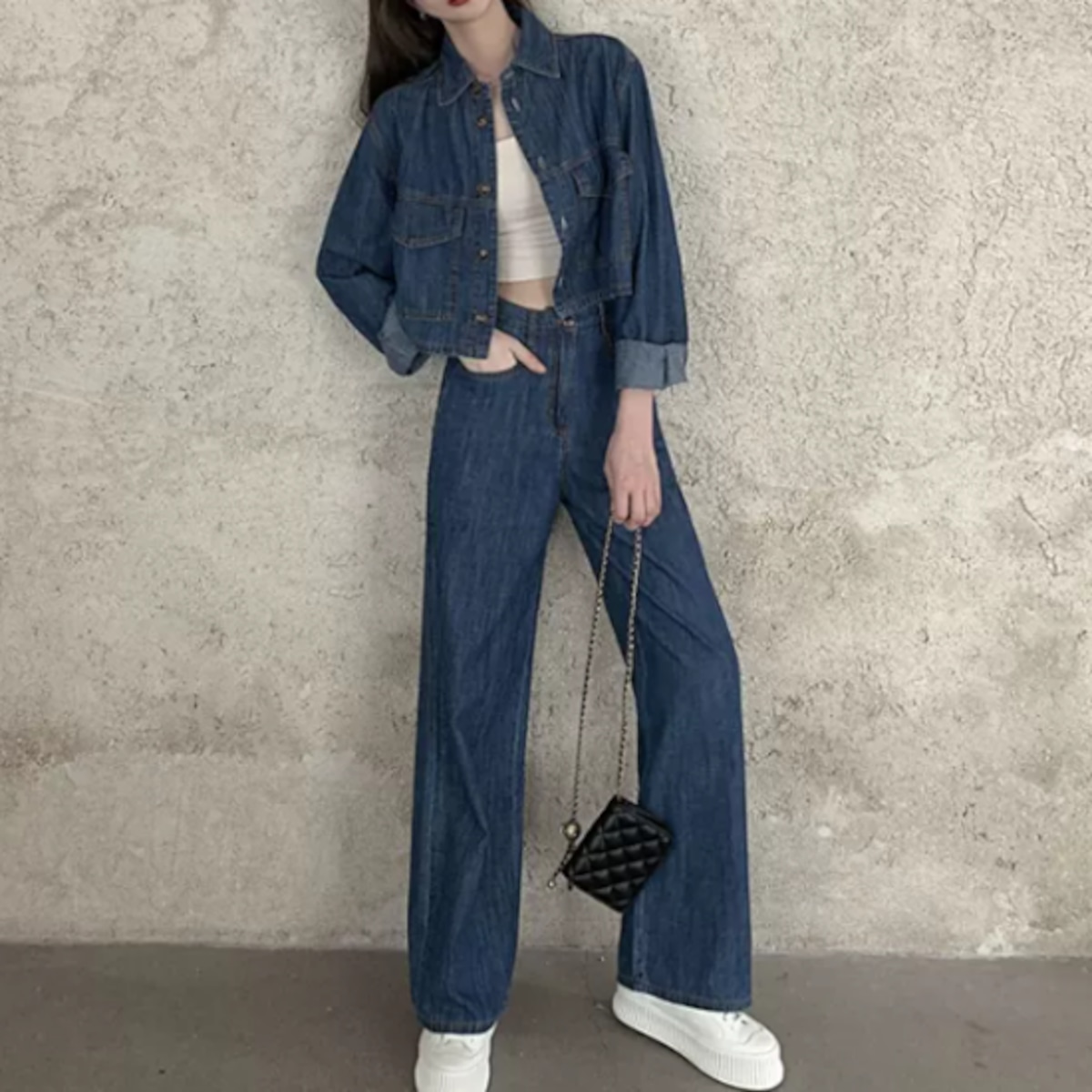 デニムセットアップ レディース ツーピース 上下セット 2点セット