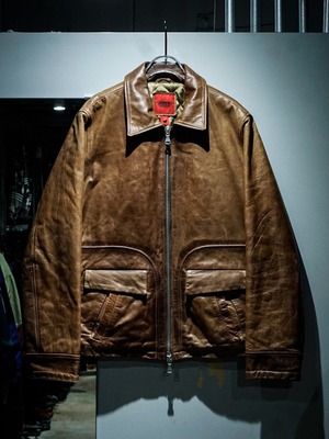 【add (C) vintage】Beautiful Brown Aging Vintage Leather Jacket