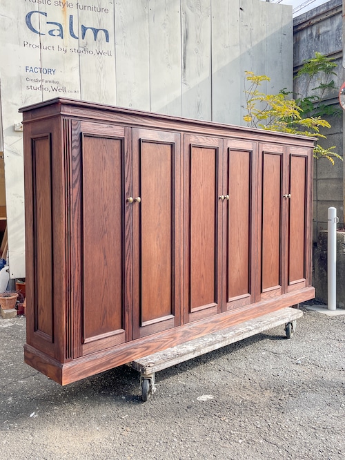 アンティーク調オークキャビネット　（靴箱・シューズケース）W2100　輸入住宅向け収納家具