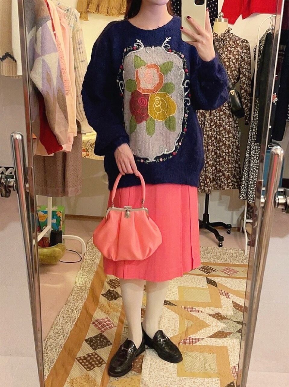 rose frame embroidery knit sweater