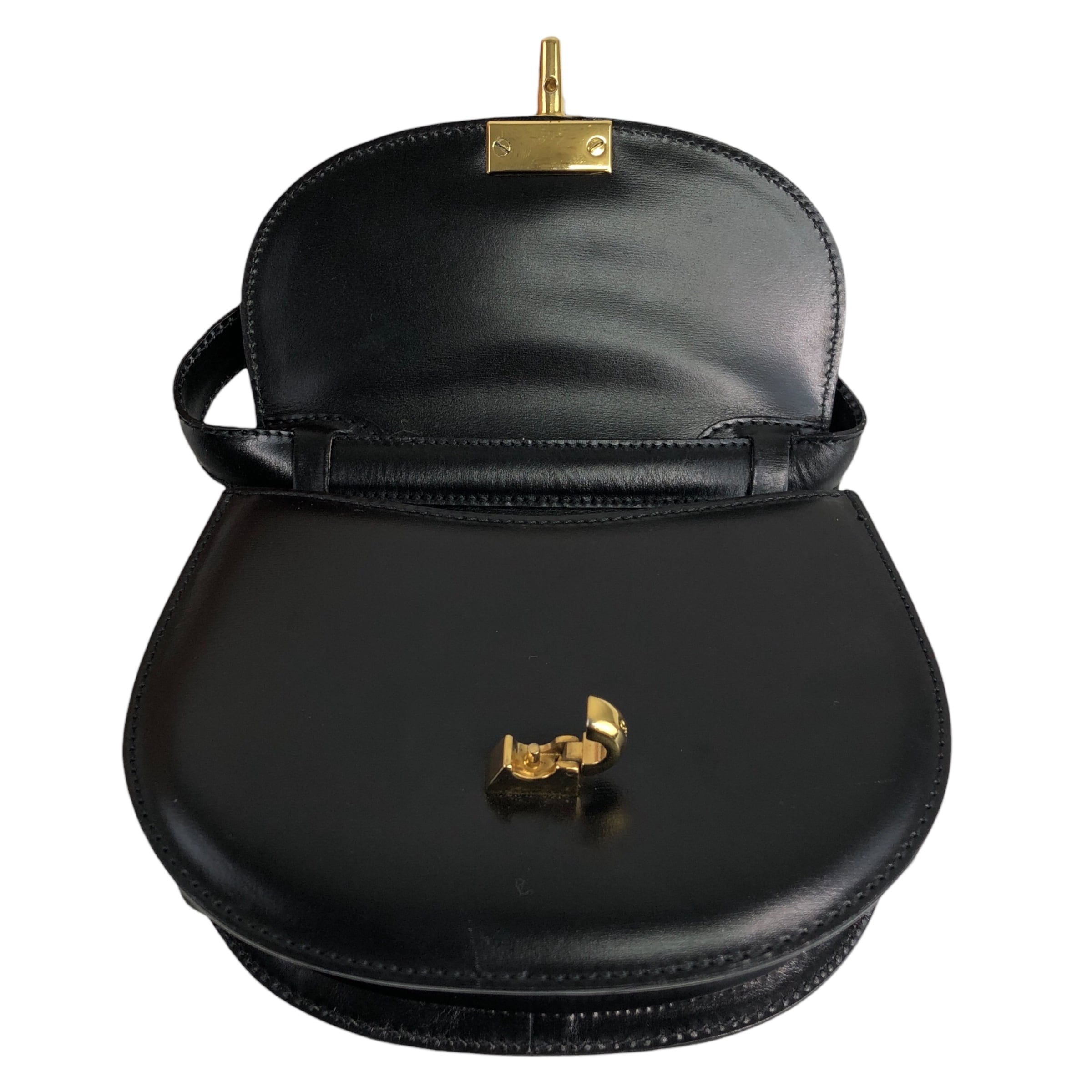 CELINE セリーヌ 本革 ショルダーバッグ ヴィンテージ ウッド×レザー CELINE セリーヌ ショルダーバッグ ブラック フロントロック