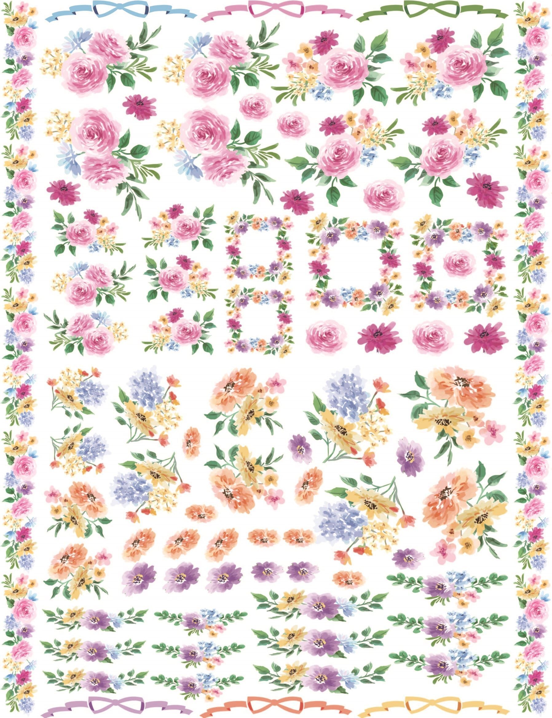 ポーセラーツ転写紙　four seasons　春夏　秋冬　 A4タイプ