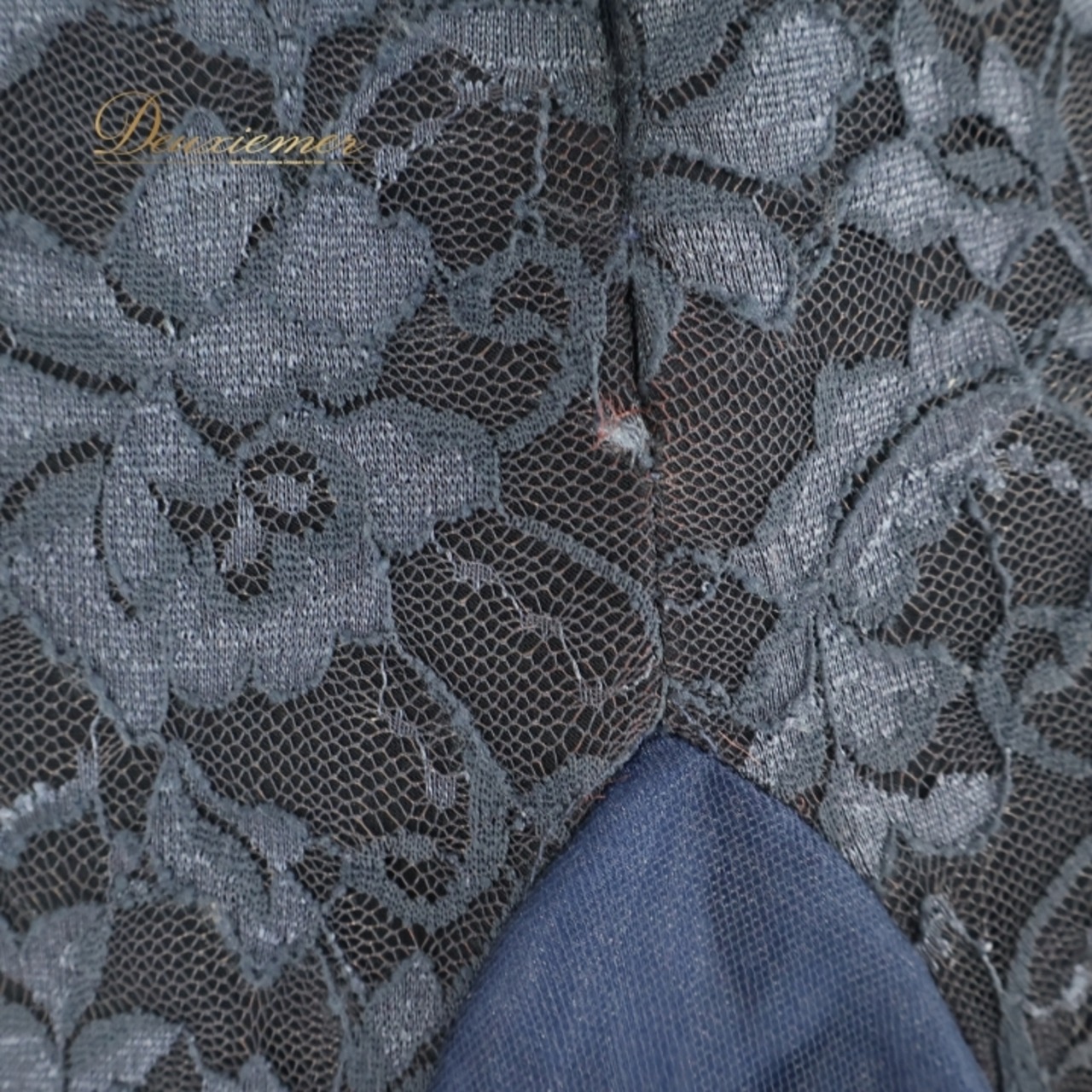 社交ダンス 衣装 スタンダードドレス ドレス ワンピース 紺 高級感 上品 フリル レース お洒落 ネイビー系 パーティ 軽やか 優雅 フェミニン クラシックスタイル