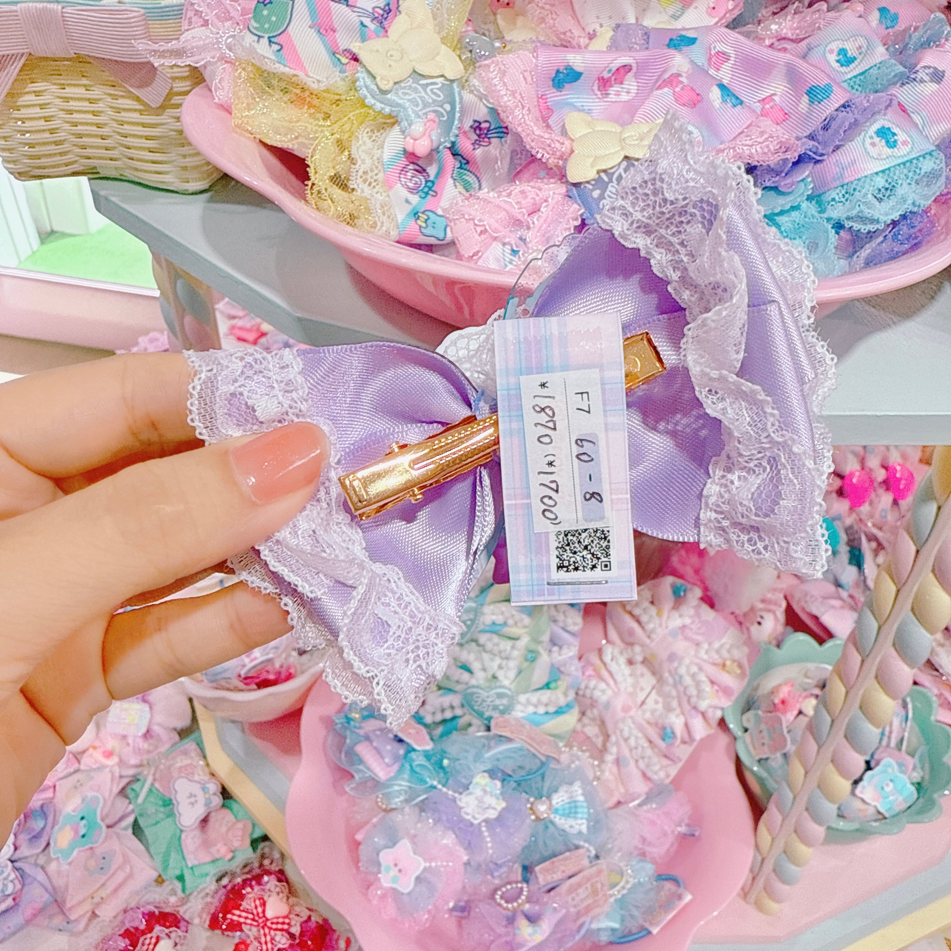 【F7】60-8レースリボンヘアクリップ