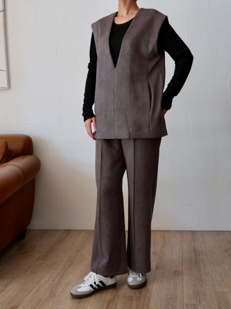 【SALE】235s. Anna Kerry / アンナケリー スウェードジレ(camel/gray)(85253404)