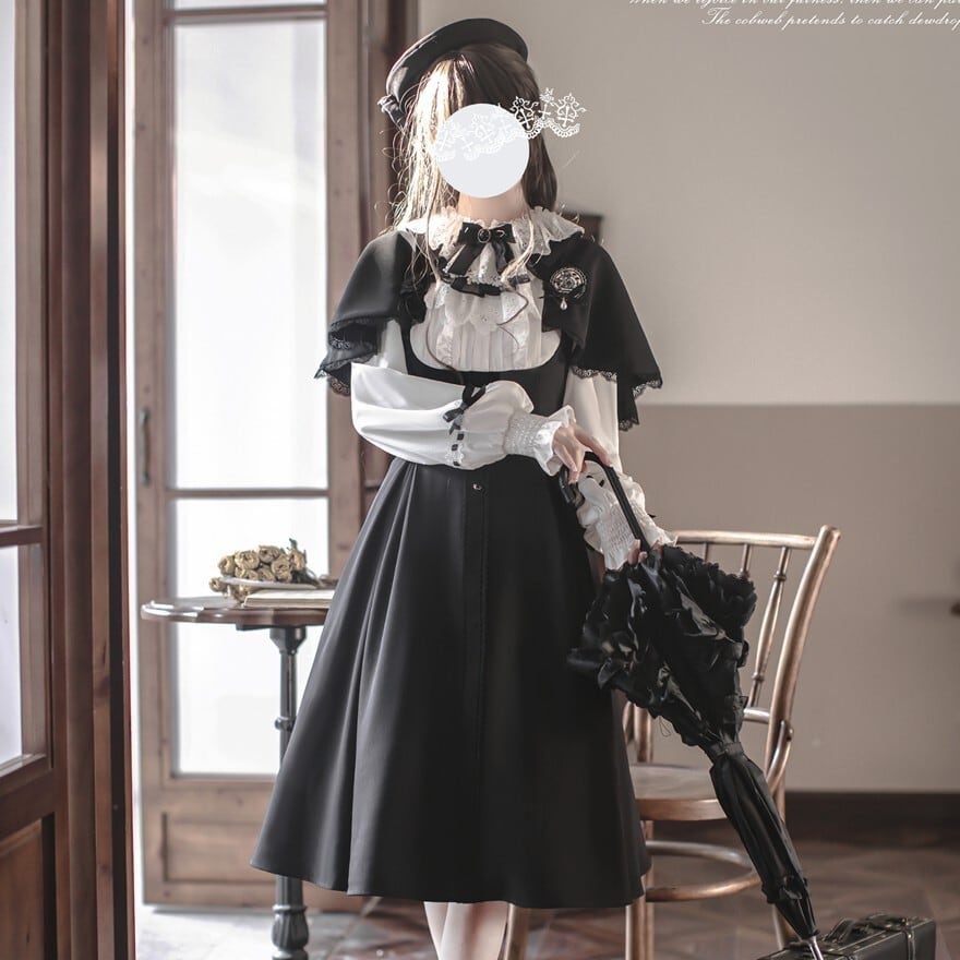 クラロリ セットアップ 秋色 ケープ ワンピース 2点 学園風 控えめ