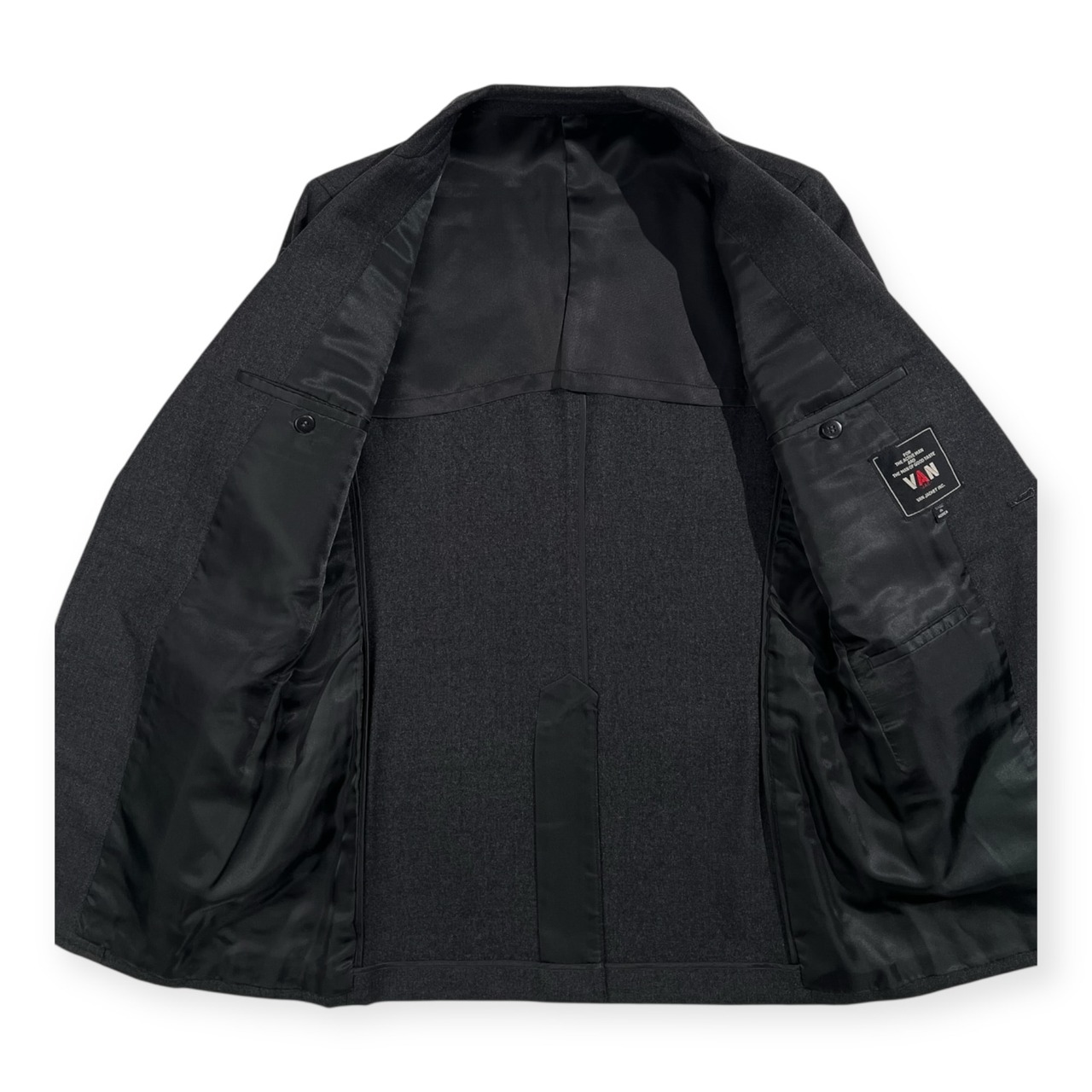 70s 80s VAN JAC ヴァンヂャケット ジレベスト付き テーラードジャケット サイズ 170-87-75 /チャコールグレー/ビンテージ