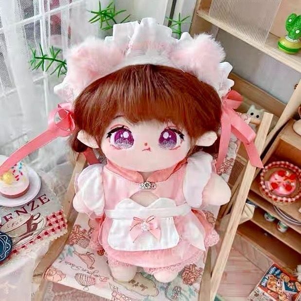 20cmぬい服】メイド服の靴付きセット ゴスロリ ロリータ ブラック