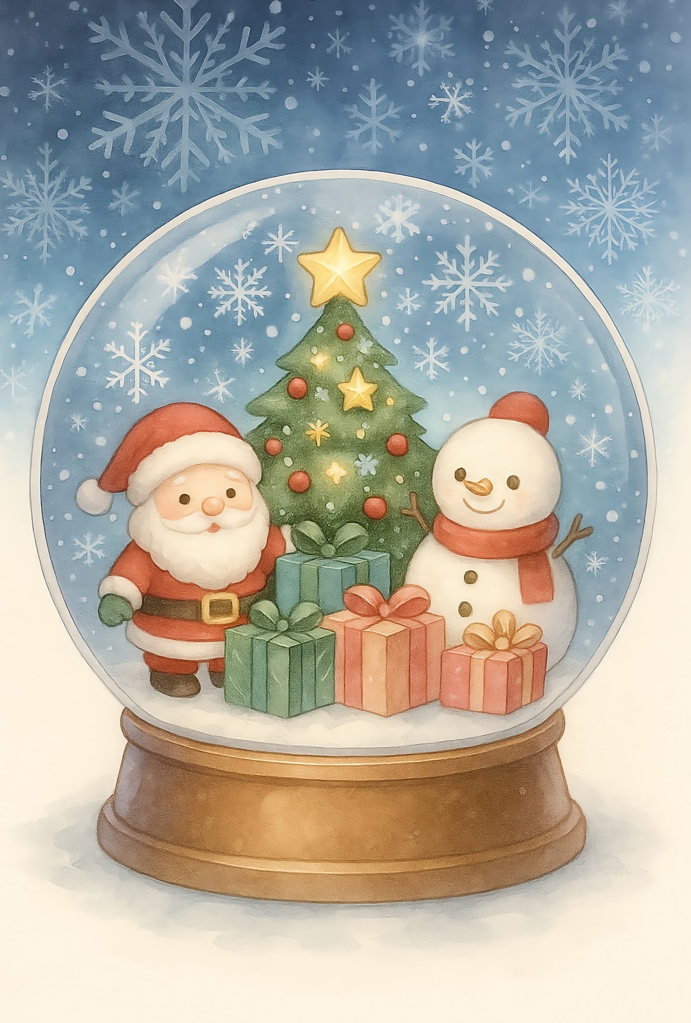 クリスマススノードームとサンタ