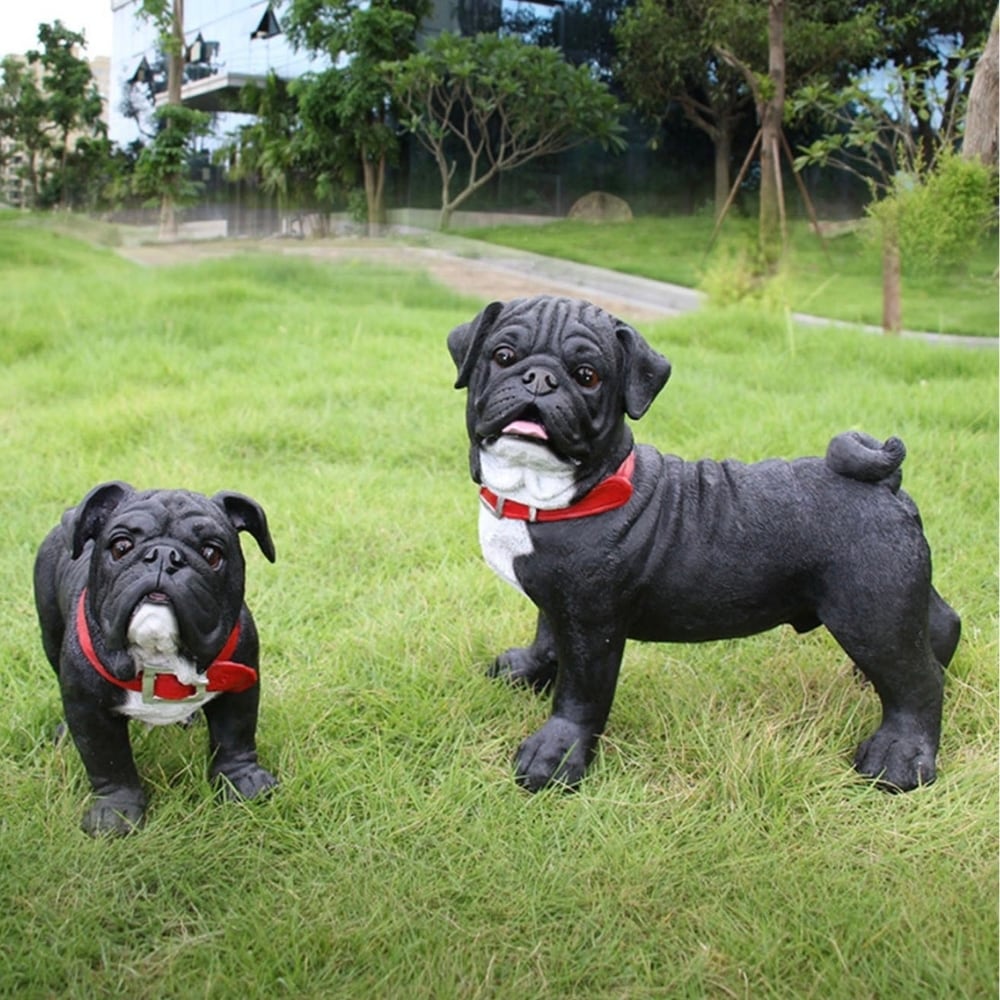 ガーデンオーナメント ブルドッグ 置物 小さめ ガーデニング雑貨