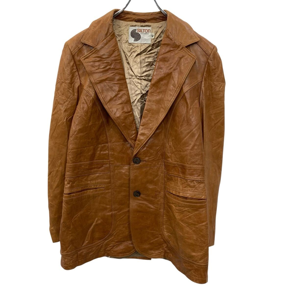 【古着】Woolly Mammoth ウーリーマンモス レザージャケット 70s 70s SILTON CALIFORNIA レザージャケット M ボタン テーラードタイプ
