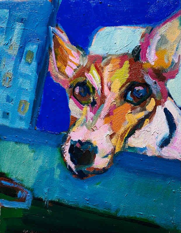 OIL COLOUR | 油彩画 #現代アート #犬 #猫