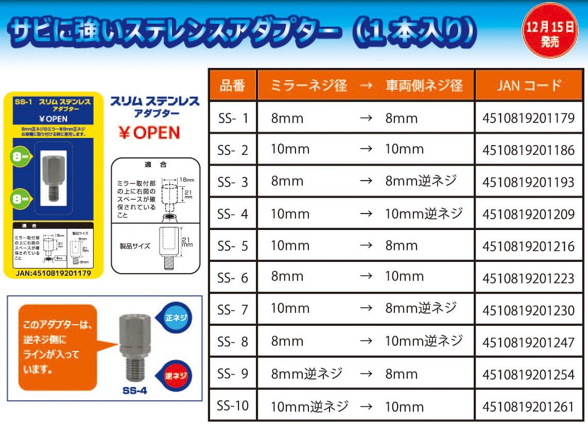 タナックス(Tanax) バイクミラー ナポレオン スリムステンレス