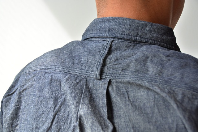 リネン RINEN 6オンスノットインディゴデニム レギュラーカラーシャツ(38050)ネイビー(05)【レターパックプラス可】