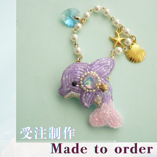 【受注制作】Dolphin 2way Bag charm(Purple)【made to order】