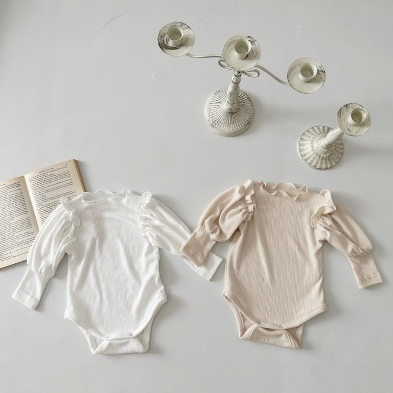 【BABY】秋新作 可愛いバフスリープロンパース