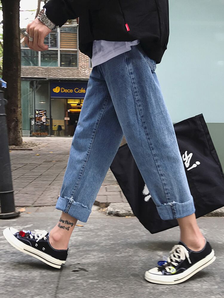 全1色 デニム パンツ ストレート カジュアル 無地 おしゃれ