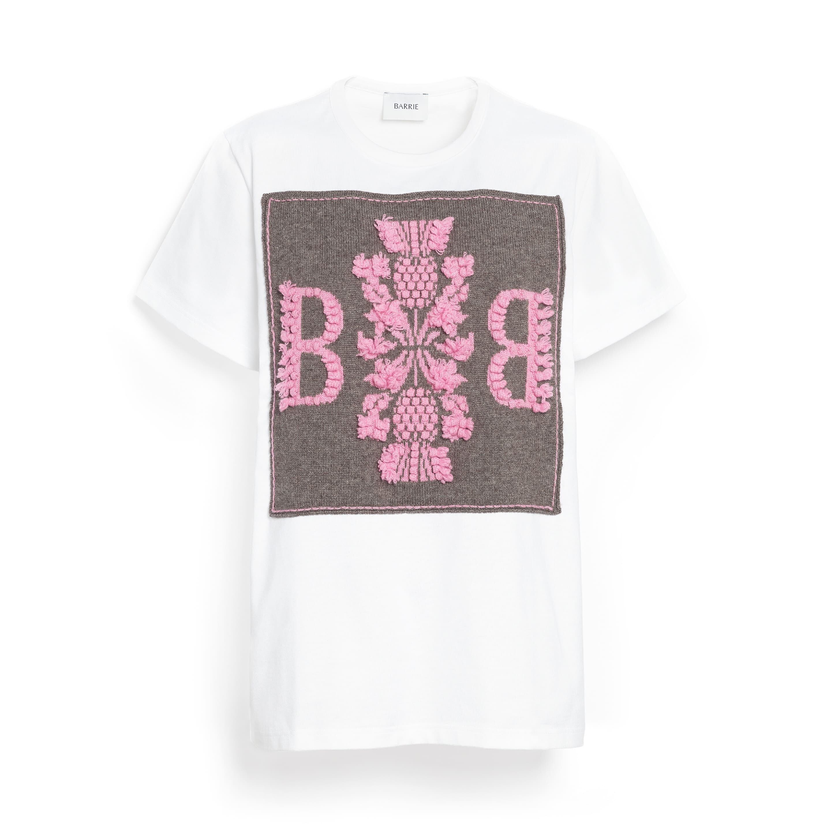 BARRIE　THISTLE LOGO TEE　WHITE/PINK BROWN