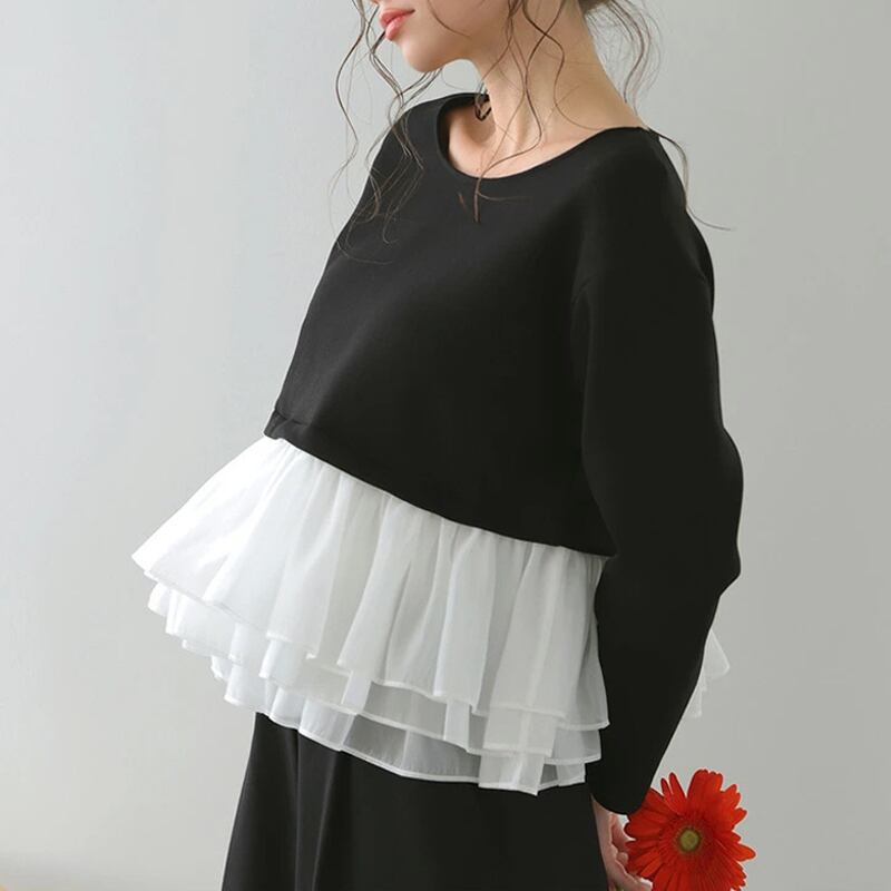 【tops】チュールドッキングブラウス Q6225