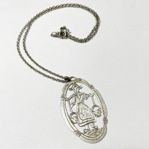 Early 1900's〜 Antique 750 Silver Dutch Child Pendant Necklace Made In Hungary