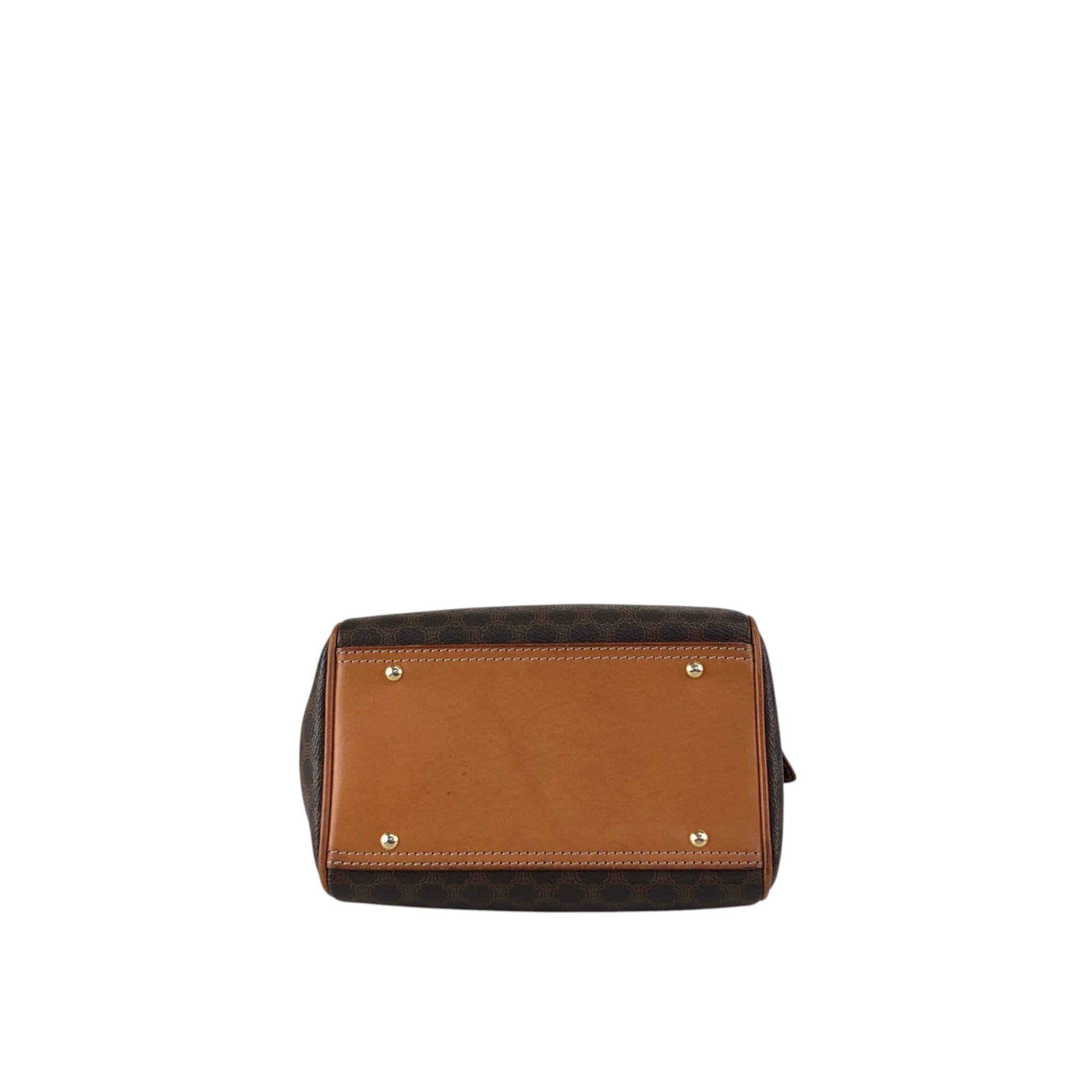 CELINE セリーヌ マカダム ショルダーバッグ ブラウン PVC レザー 2way