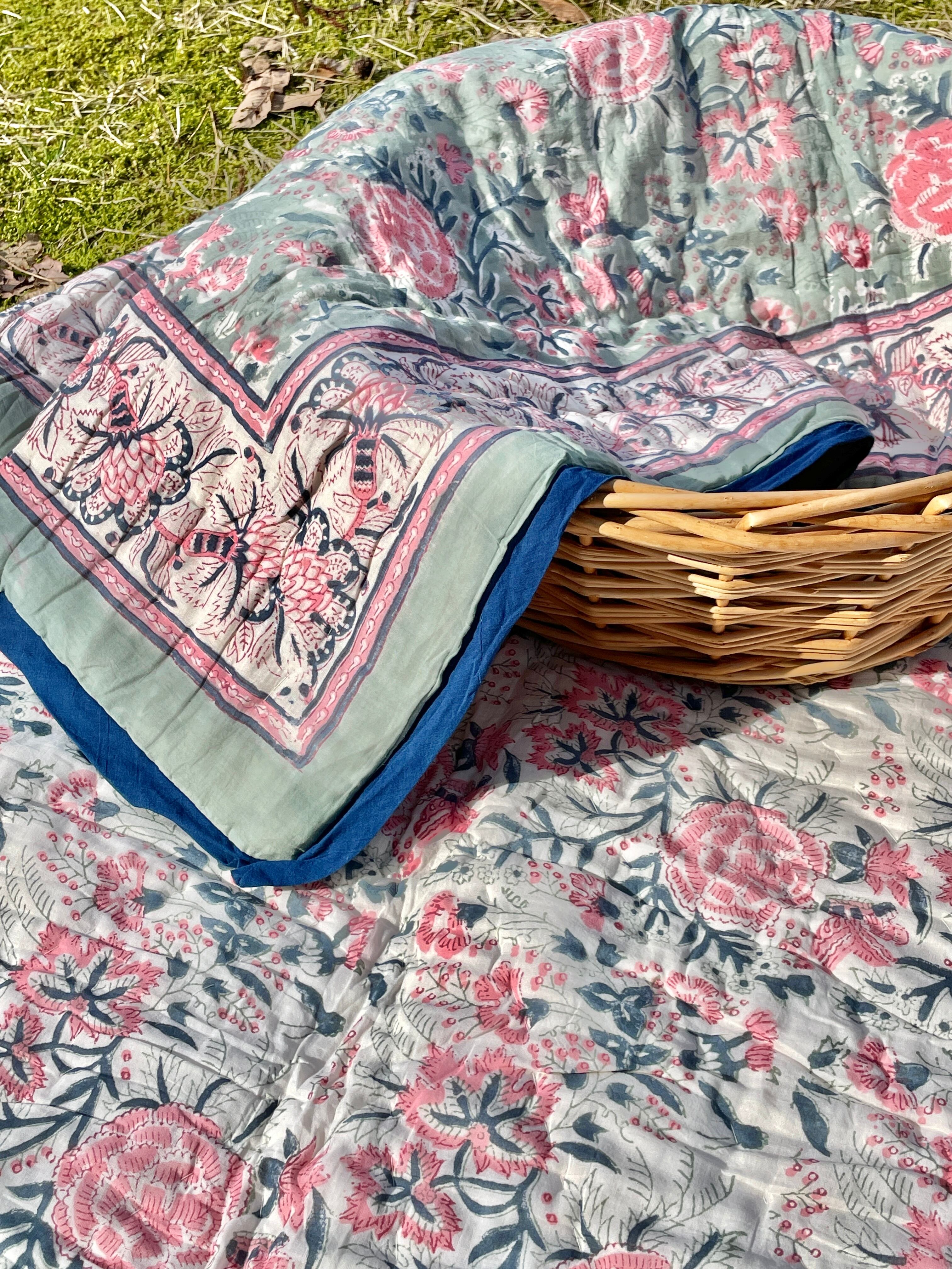 Baby Quilt | Both side printed | Mint Pink | BerryBliss
