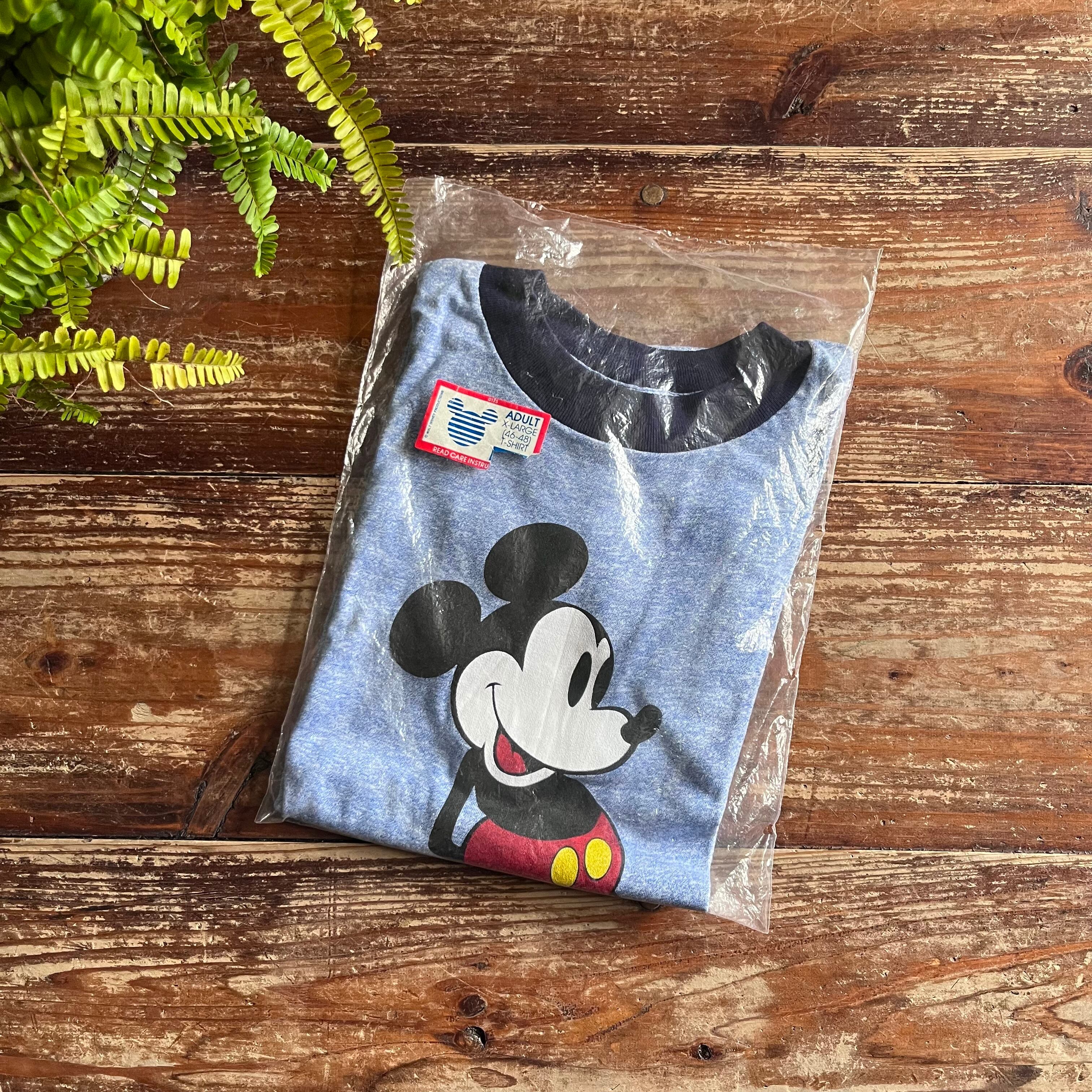 1980's Walt Disney Production "Mickey Mouse" Ringer Tee Blue Heather /XL