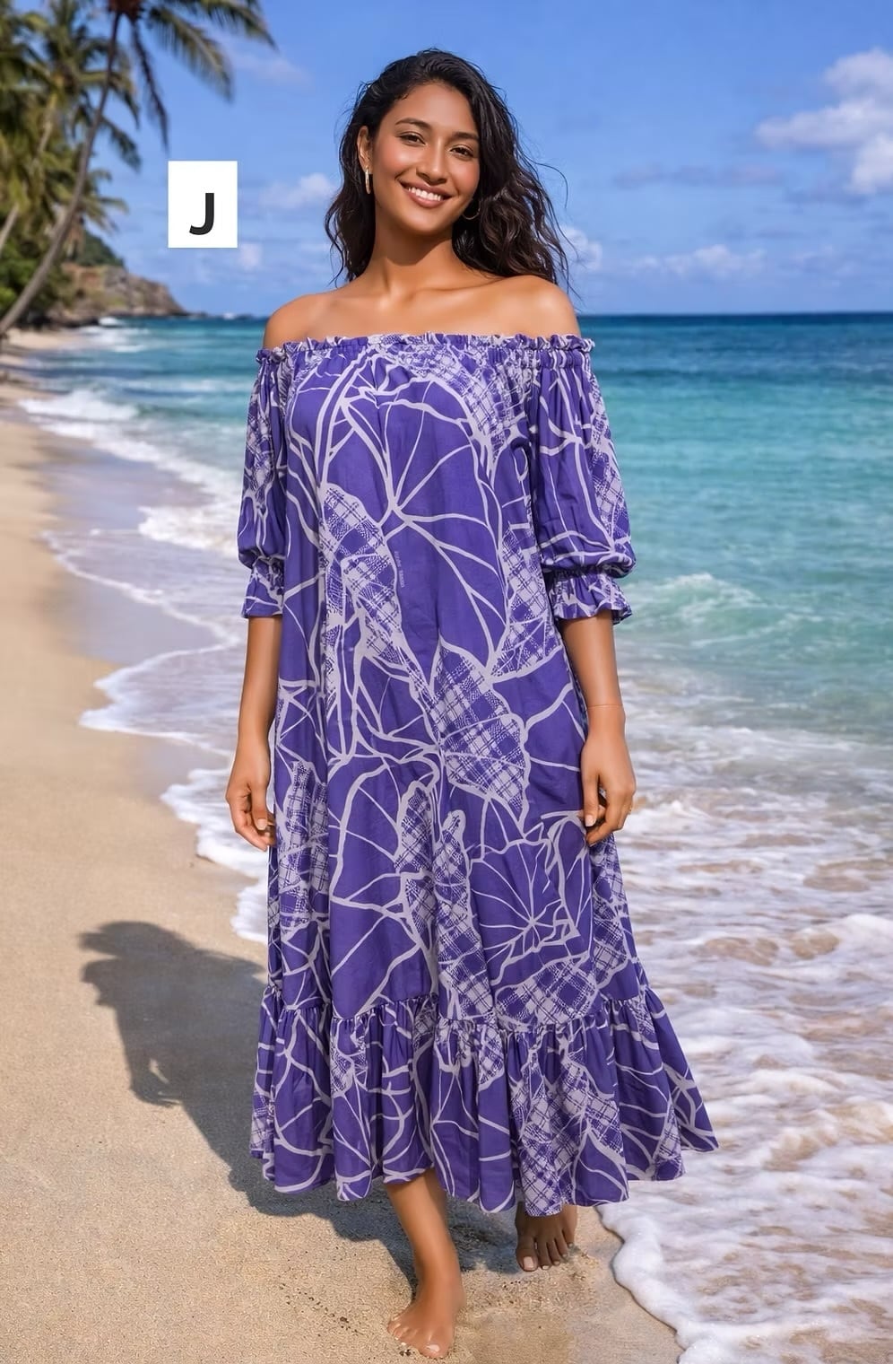 Mālie one piece JJ ウイスタリアパープル×ラベンダーグレー