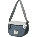 ★モズ フラップショルダーバッグ グレー×ネイビー