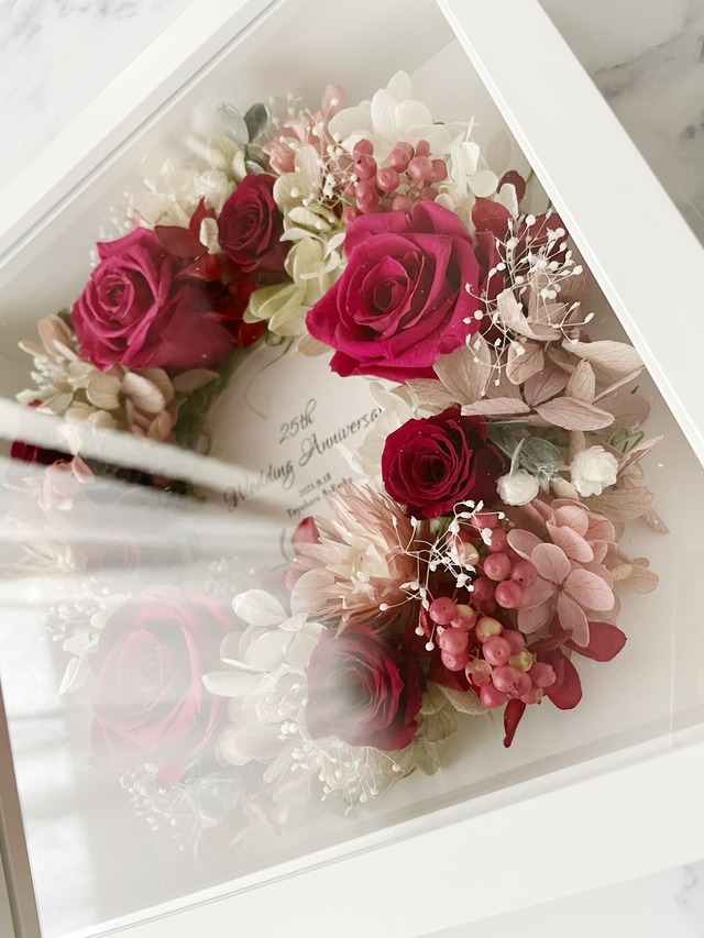 【文字入れ】ローズのプレミアムフォトフレームリース