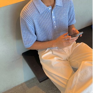 ルーズカラーニットポロシャツ　MT0080438