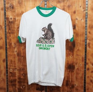 80s screen stars リンガーTシャツ リス M/アニマルTシャツ