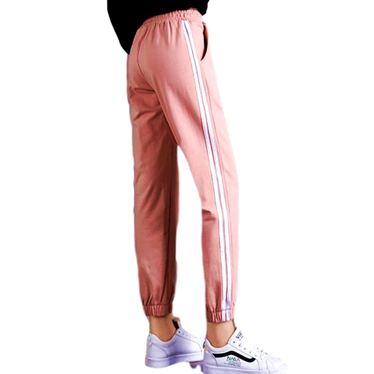 レディース ジャージ サイドライン スポーツパンツ(ピンク)