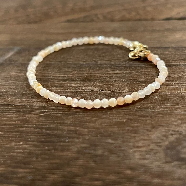 サンストーン 太めソロバンカット フルブレスレット 14kgf サンストーン 太めソロバンカット フルブレスレット 14kgf サン