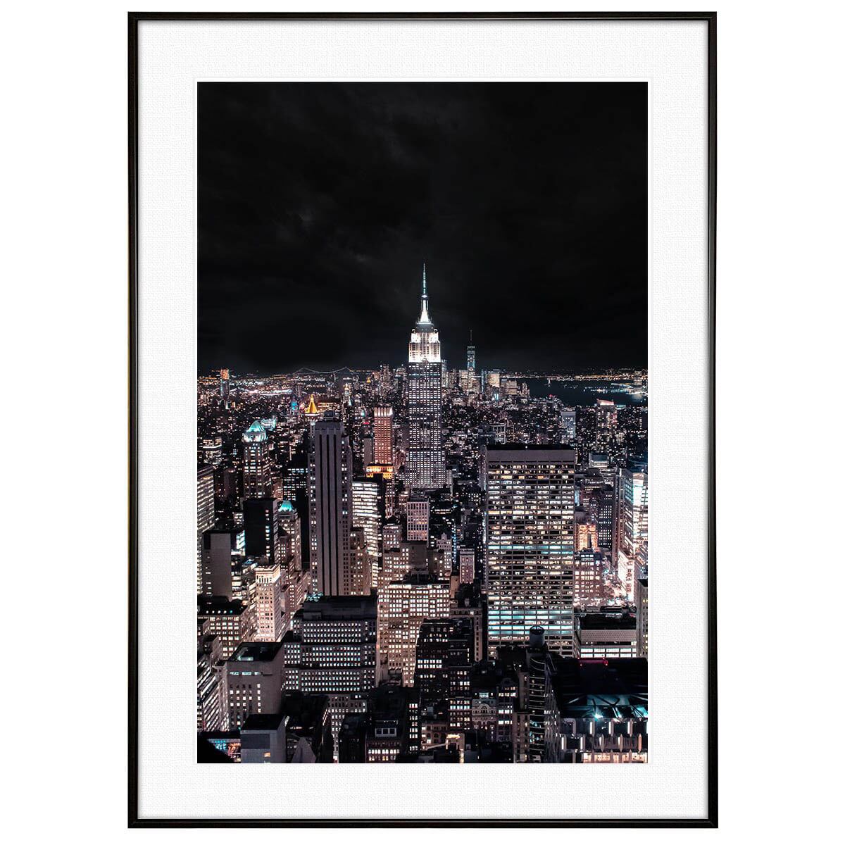 夜景写真 アメリカニューヨーク エンパイア・ステート・ビルディング インテリアアートポスター額装 AS0450