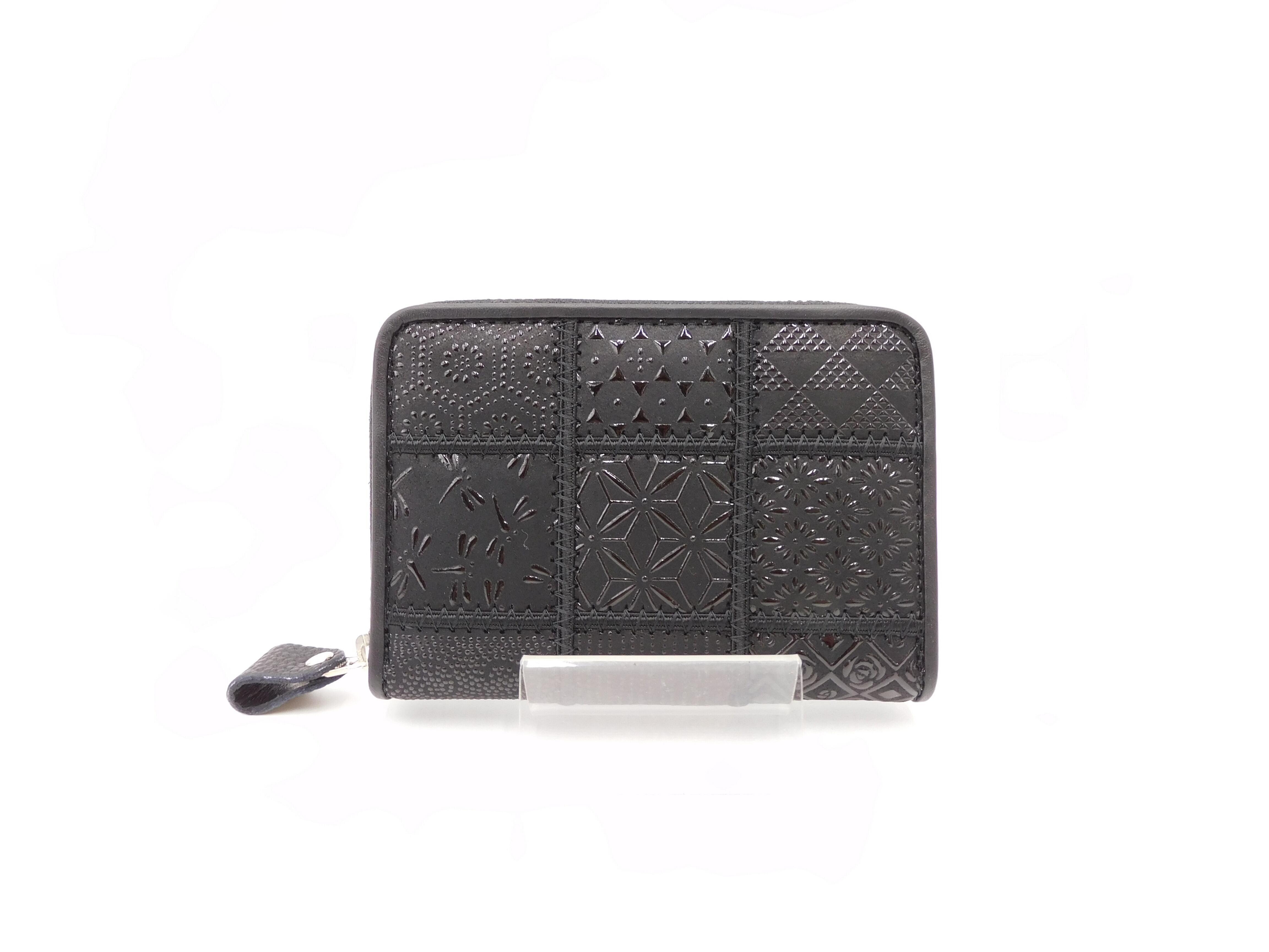 パッチワーク印傳 ファスナー小銭入 ブラック