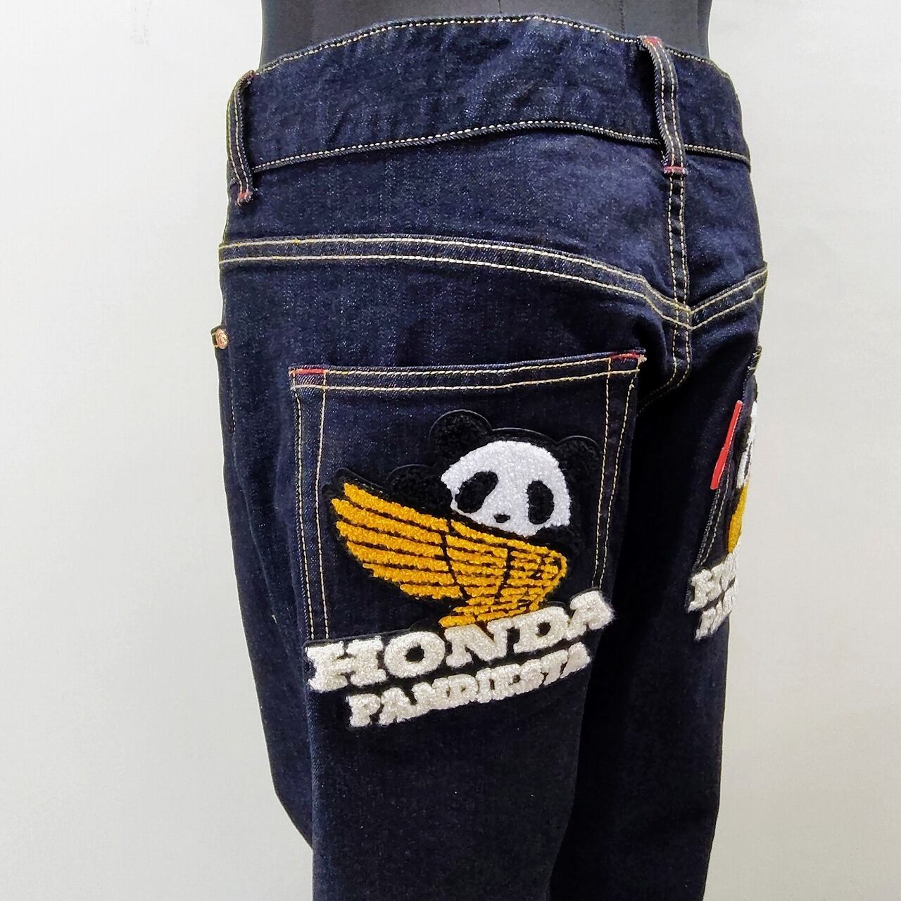 パンディエスタHONDAコラボ 刺繍デニムパンツ 38インチ 紺 Denim pants