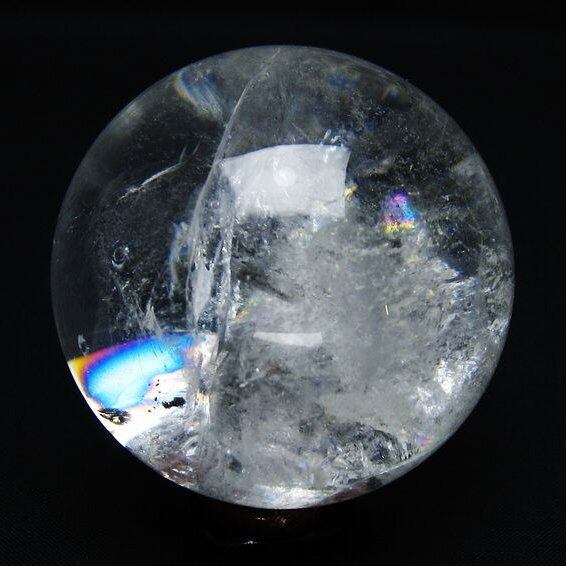 水晶 丸玉 虹入り 60mm スフィア 置物 水晶玉 一点物 151-8742