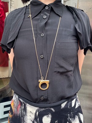 Salvatore ferragamo / vintage gold big "Gancini" long necklace.