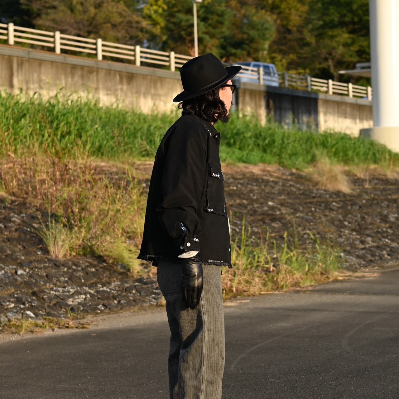 KUON / GANKO別注 Sashiko Kimono Sleeve Cutoff Denim shirt jacket コーディネート