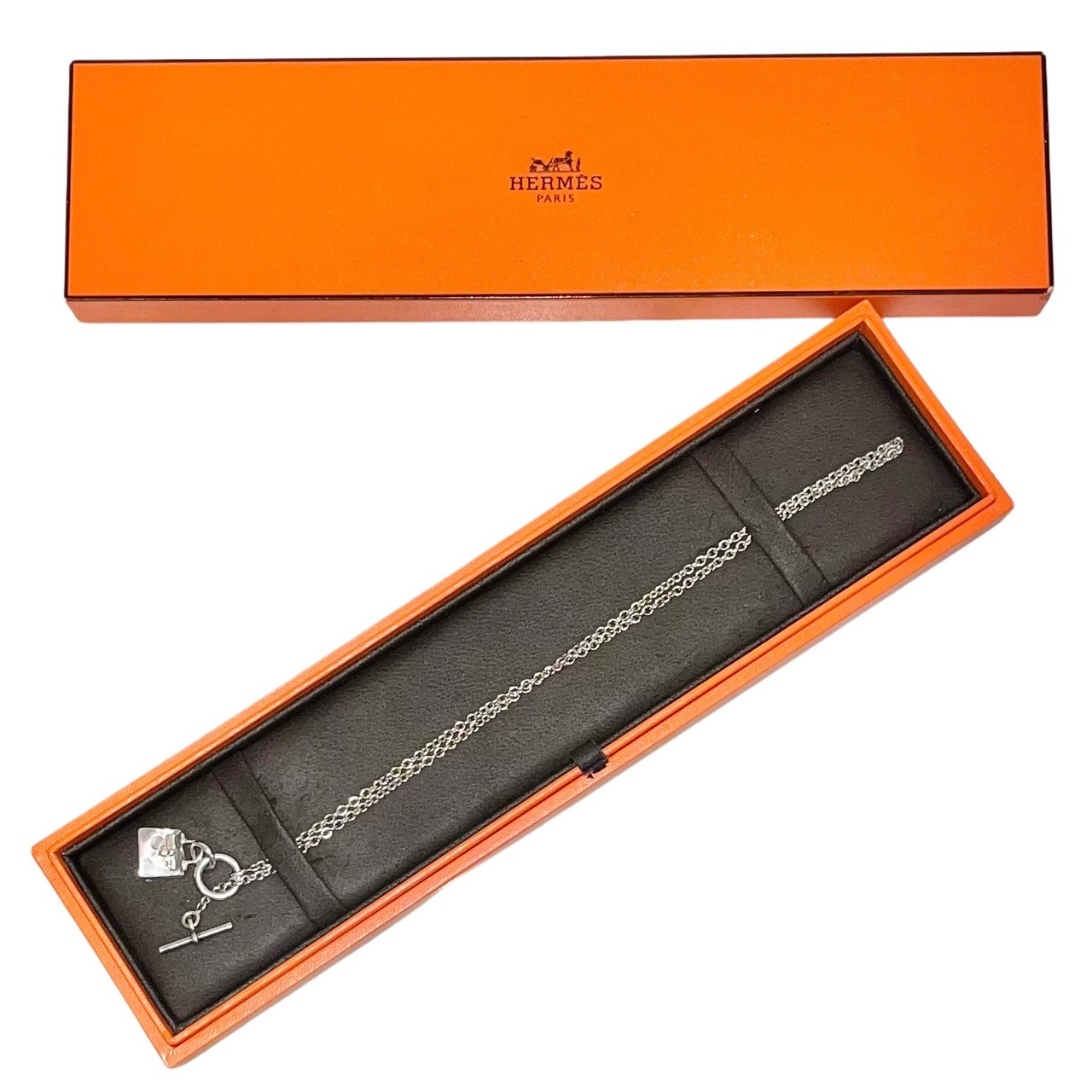 HERMES silver toggle necklace " kelly "