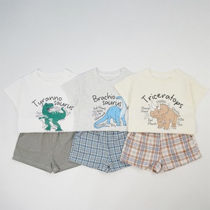 【BABY&KID】恐竜Ｔシャツ＆チェックパンツ
