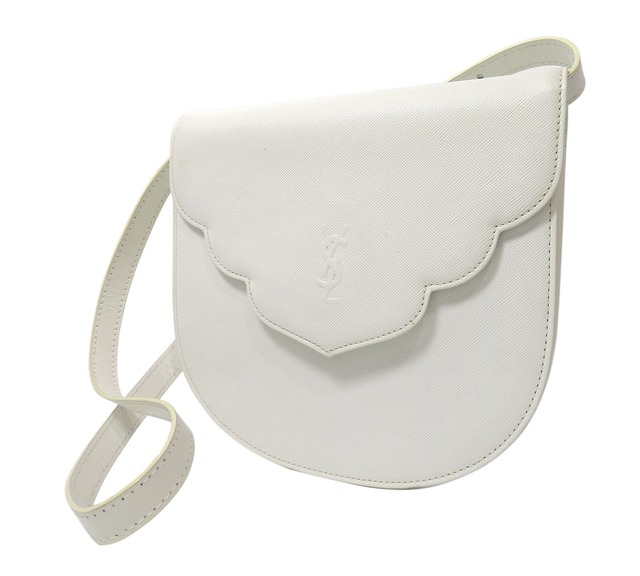 Yves Saint Laurent / イヴサンローラン YSLロゴ 型押し レザー 半月型 ハーフムーン ショルダーバッグ